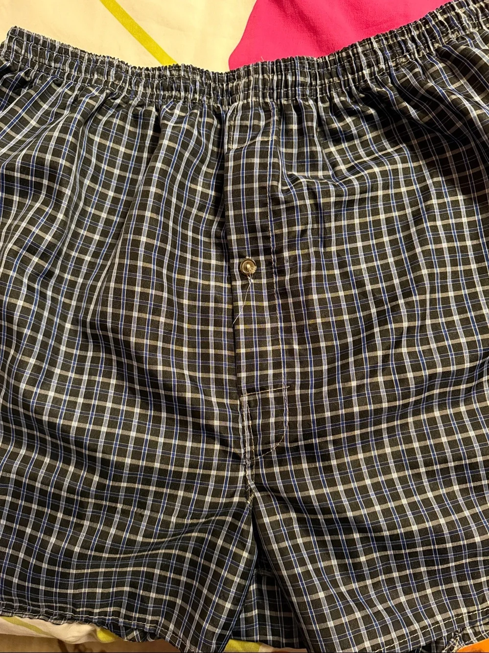 Men's Blue Plaid Boxy Cotton/polyester Shorts/underwear - Classic Comfort